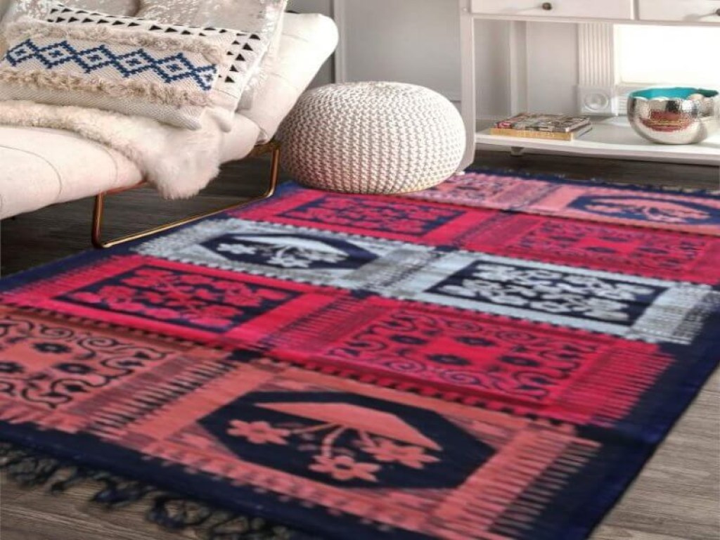 Χαλί Βαμβακερό Έθνικ Κόκκινο Σχέδιο B Γαρύφαλλο | Γαρύφαλλο - Λευκά Είδη